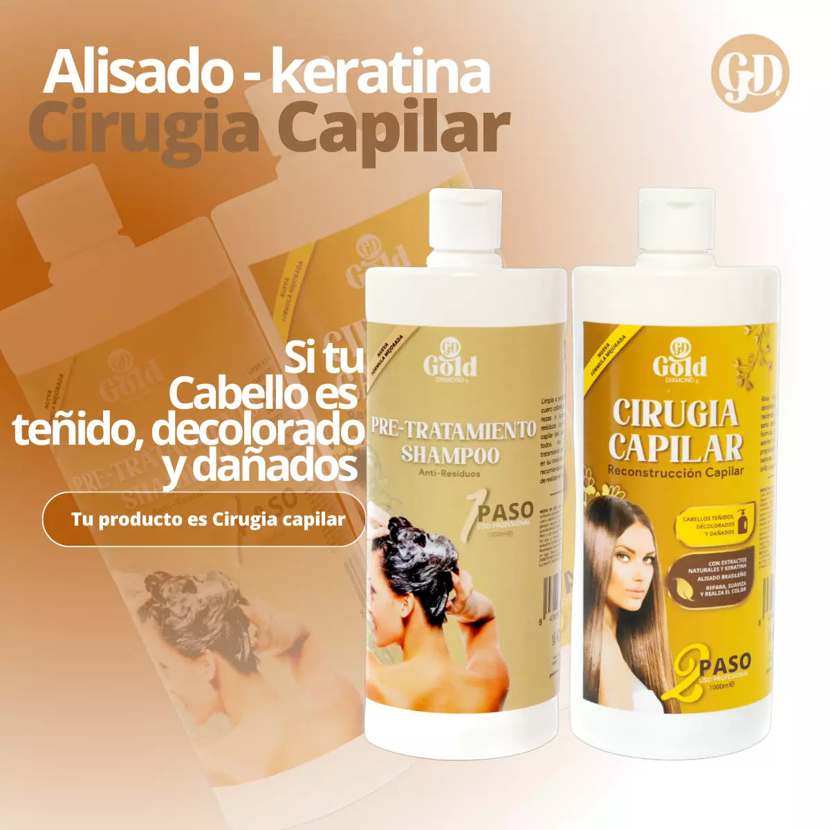 Kit Alisado | Cirugía Capilar Gold DIAMOND | Sin Formol