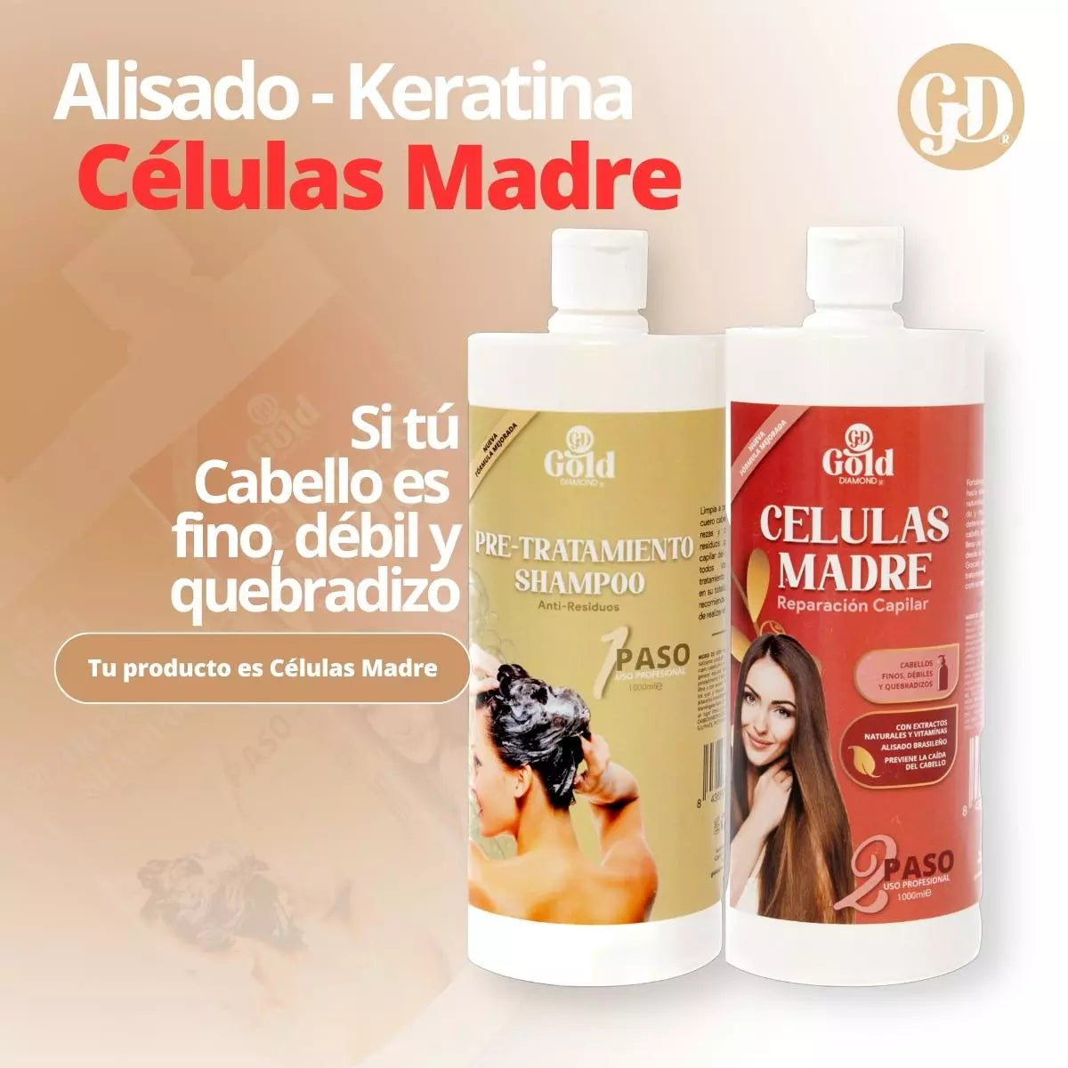 Kit Alisado | Células Madre Gold DIAMOND | Sin Formol