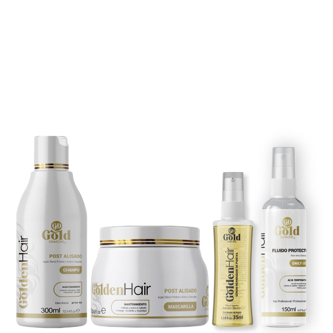 Kit Post Alisado | 4 Productos (Shampoo, Mascarilla, Sérum y Protector Térmico)