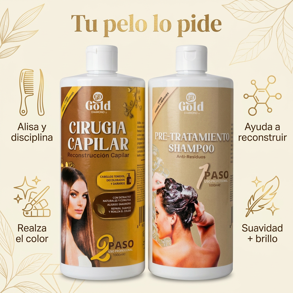 Kit Alisado | Cirugía Capilar Gold DIAMOND | Sin Formol