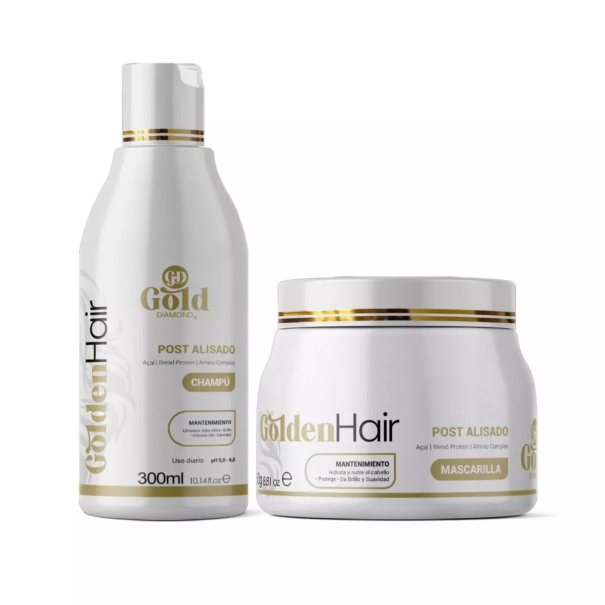 Kit Post Alisado | Shampoo y Mascarilla Post Keratin GoldenHair. 250mL